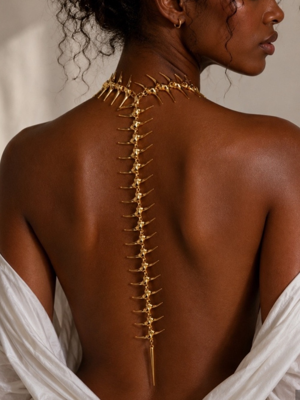 Gold Spine Back Necklace - Picture 7 of 9
